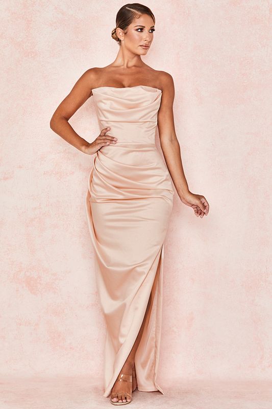 Vestidos House Of Cb Satin Strapless Gown Rosa | OXP-486390